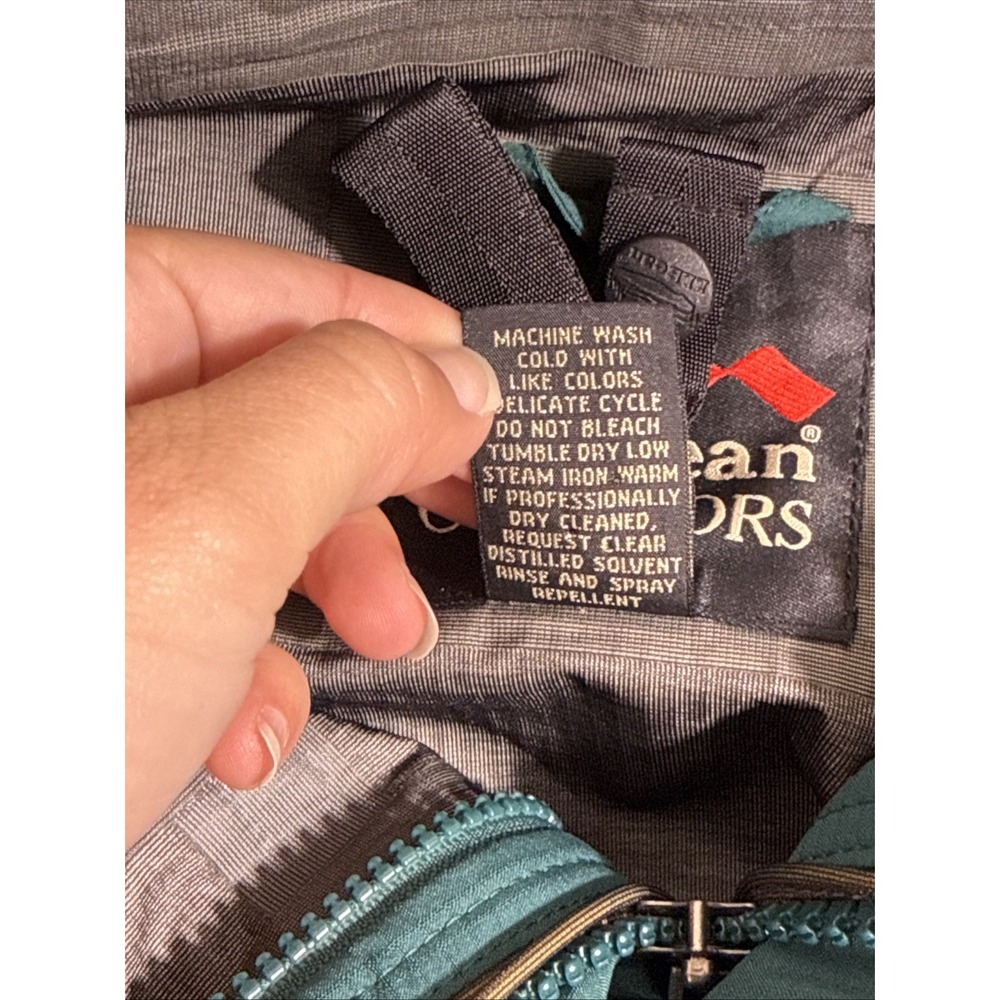LL Bean All Conditions Jacket Mens Large Blue Green Goretex Outdoors Full Zip - Picture 12 of 13
